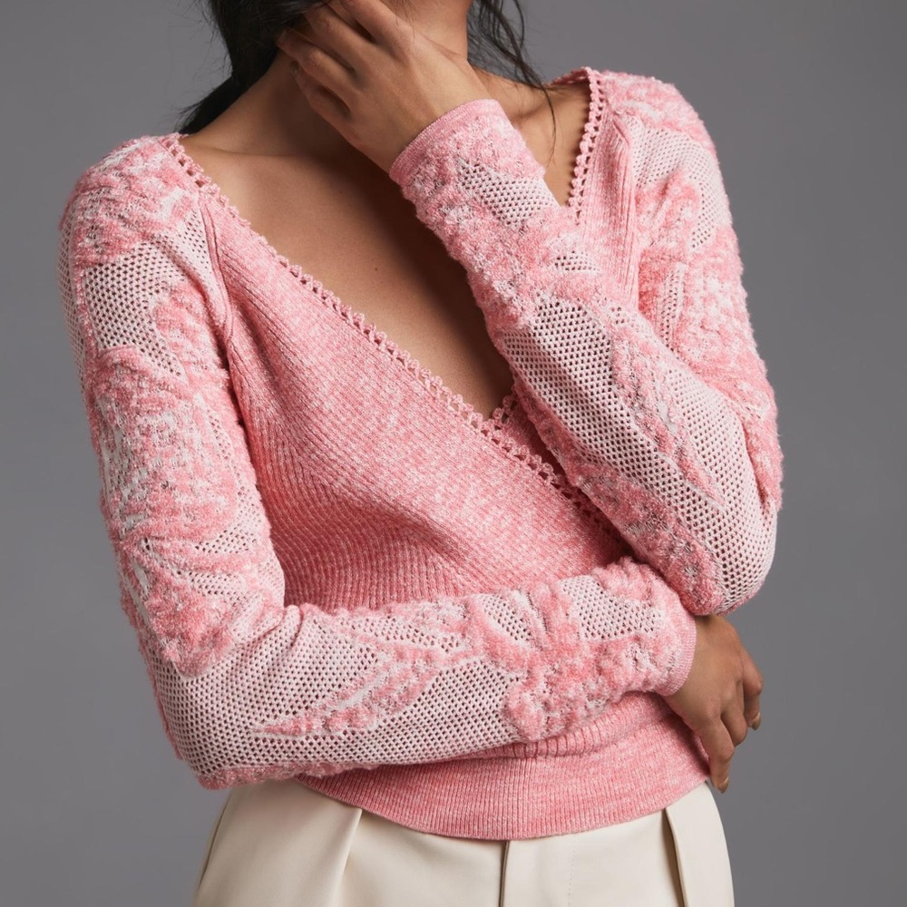 Anthropologie Lace Sleeve Sweater